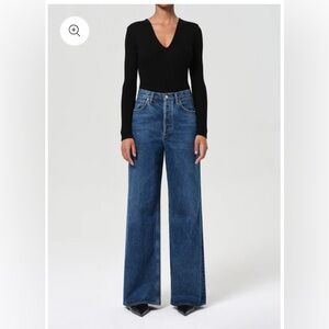 Agolde Wide Leg Flare Jeans in Dark Blue